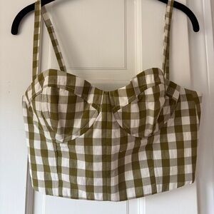 WHIT Olive and White Gingham Bustier